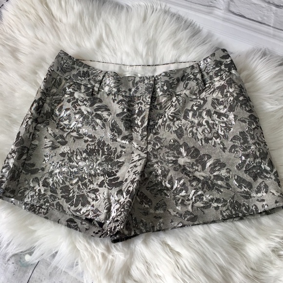 LC Lauren Conrad Pants - Lauren Conrad silver gray metallic brocade shorts